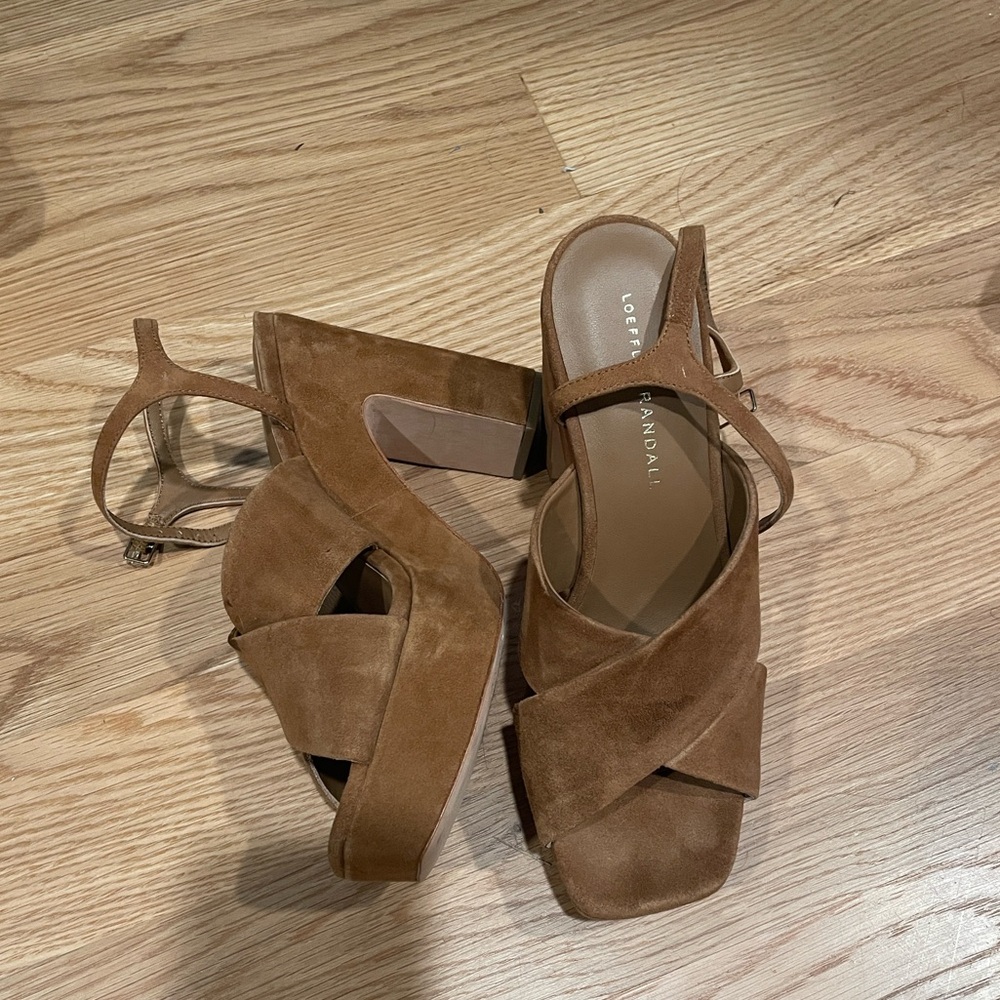 Loeffler Randall Brown Suede Platform Sandals with Ankle Strap - Picture 4 of 6
